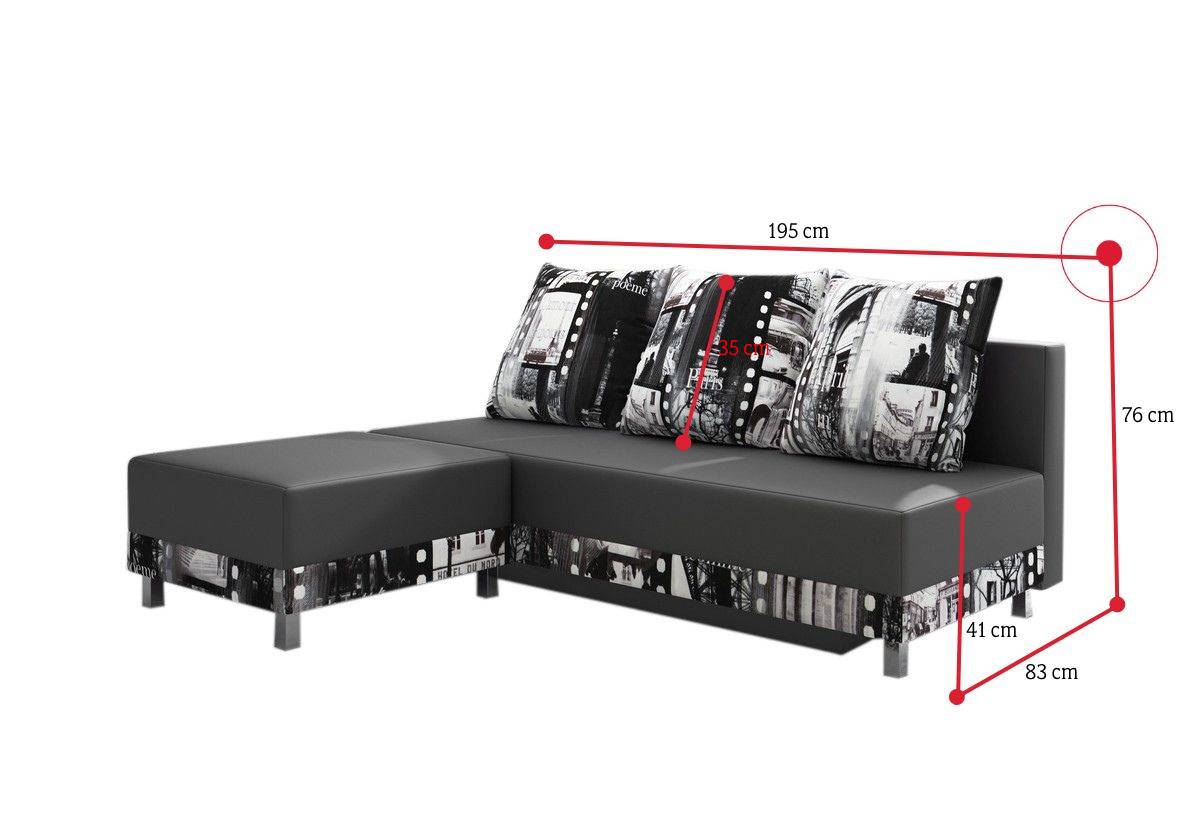 Pohovka ENZO + taburet - ROZMEROVKA - 2