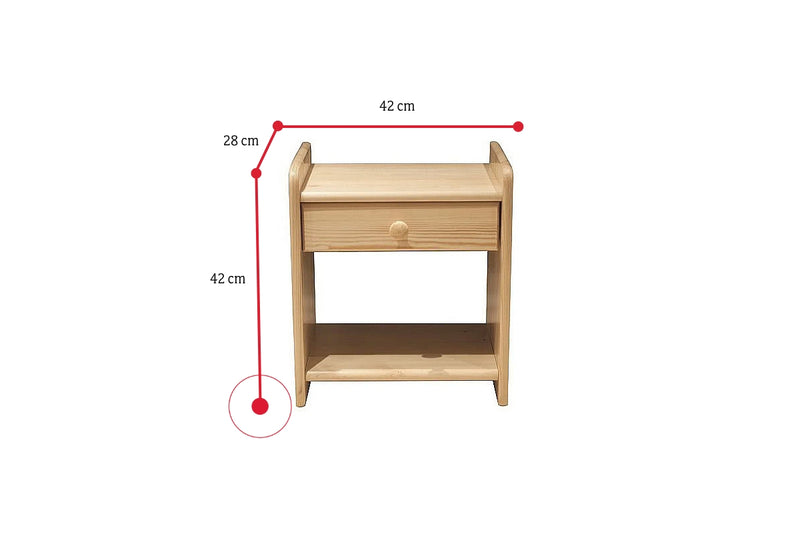 Nočný stolík z masívu ILONA - ROZMEROVKA - 1