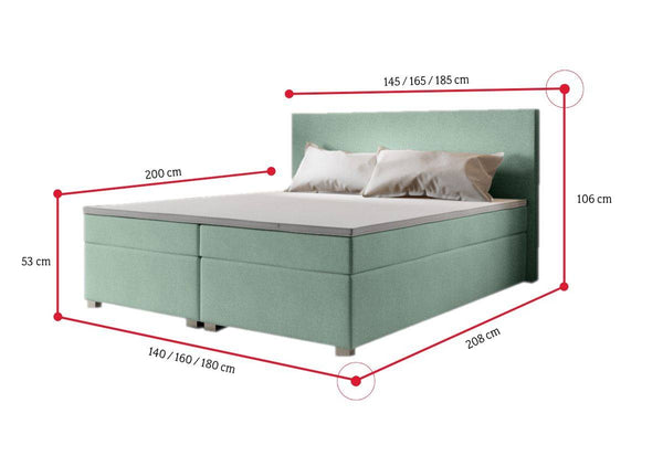 Čalúnená postel Boxspring SIMPLE + matrace + rošt - ROZMEROVKA - 4