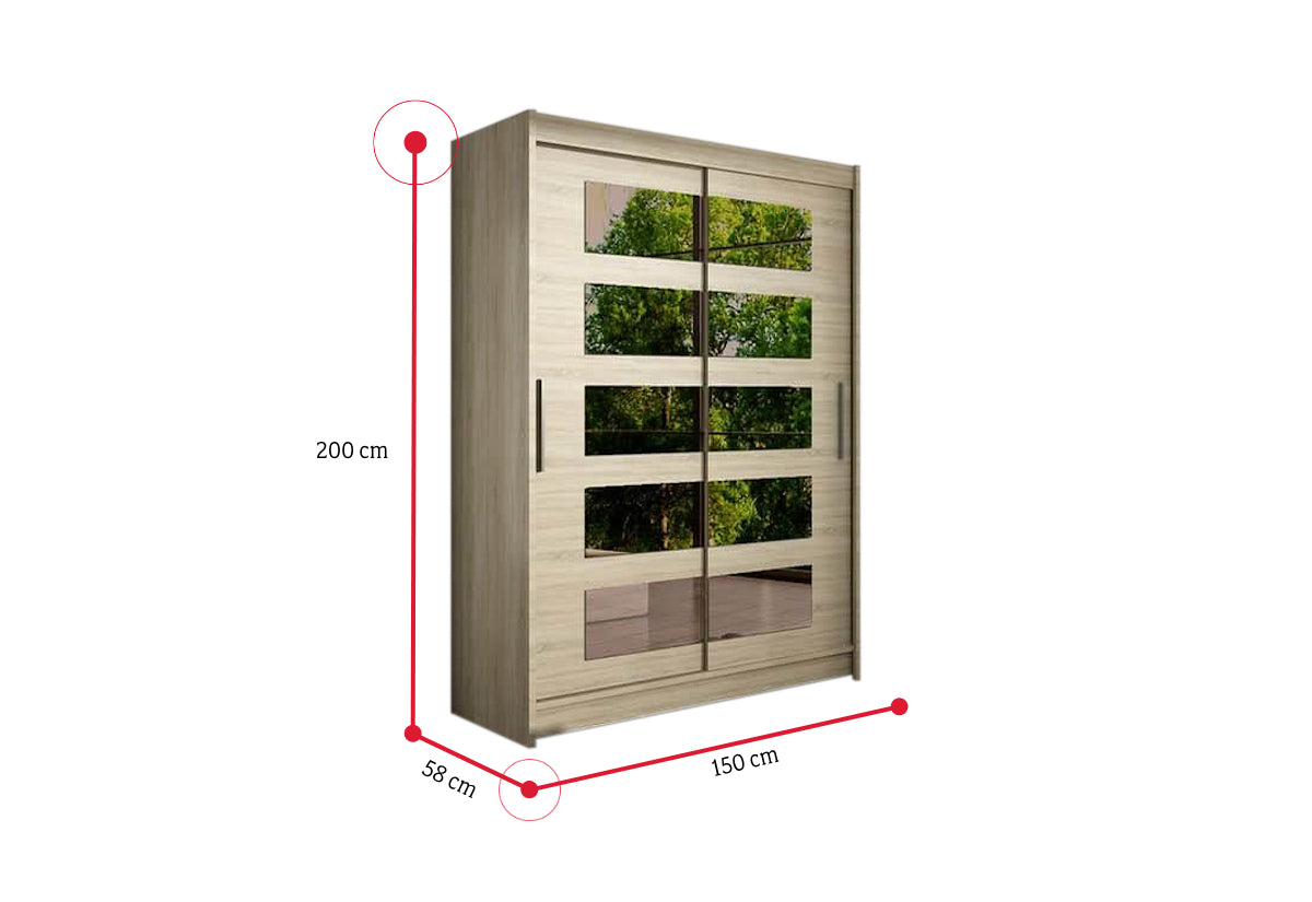 Posuvná šatníková skriňa WESTA V so zrkadlom - ROZMEROVKA - 2