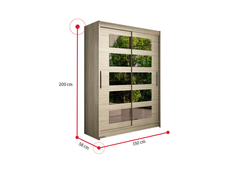 Posuvná šatníková skriňa WESTA V so zrkadlom - ROZMEROVKA - 2