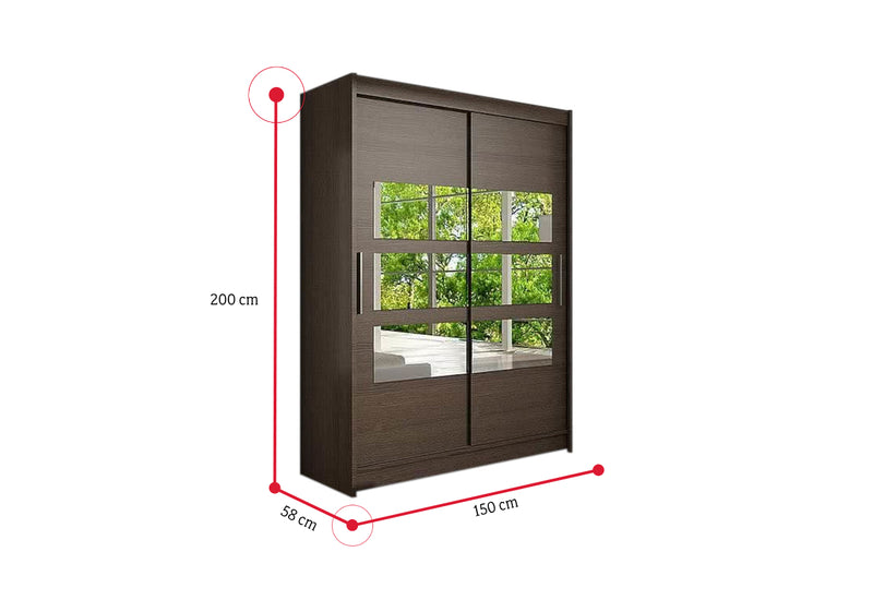 Posuvná šatníková skriňa WESTA VII so zrkadlom - ROZMEROVKA - 2