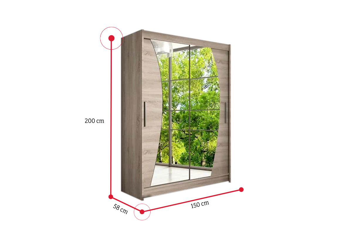 Posuvná šatníková skriňa WESTA X so zrkadlom - ROZMEROVKA - 2