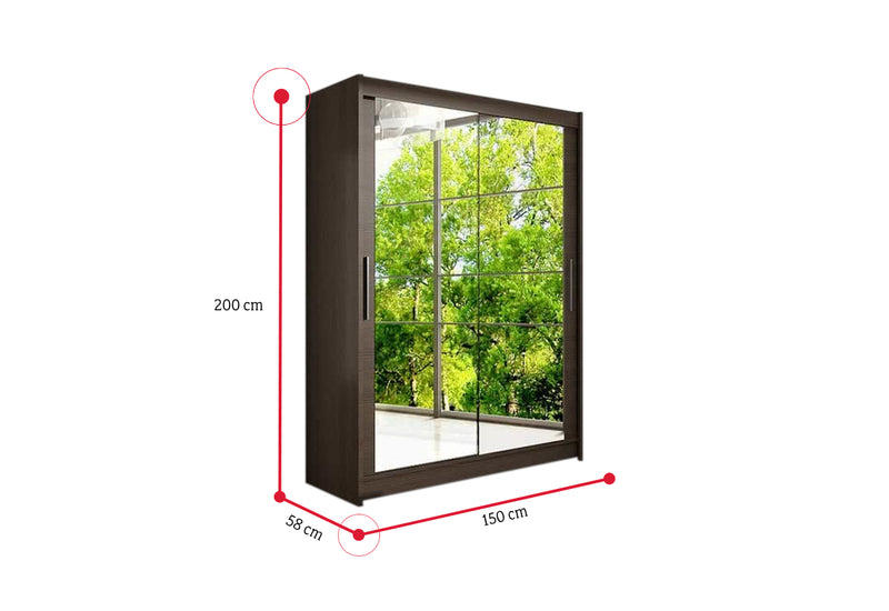 Posuvná šatníková skriňa WESTA XI so zrkadlom - ROZMEROVKA - 2