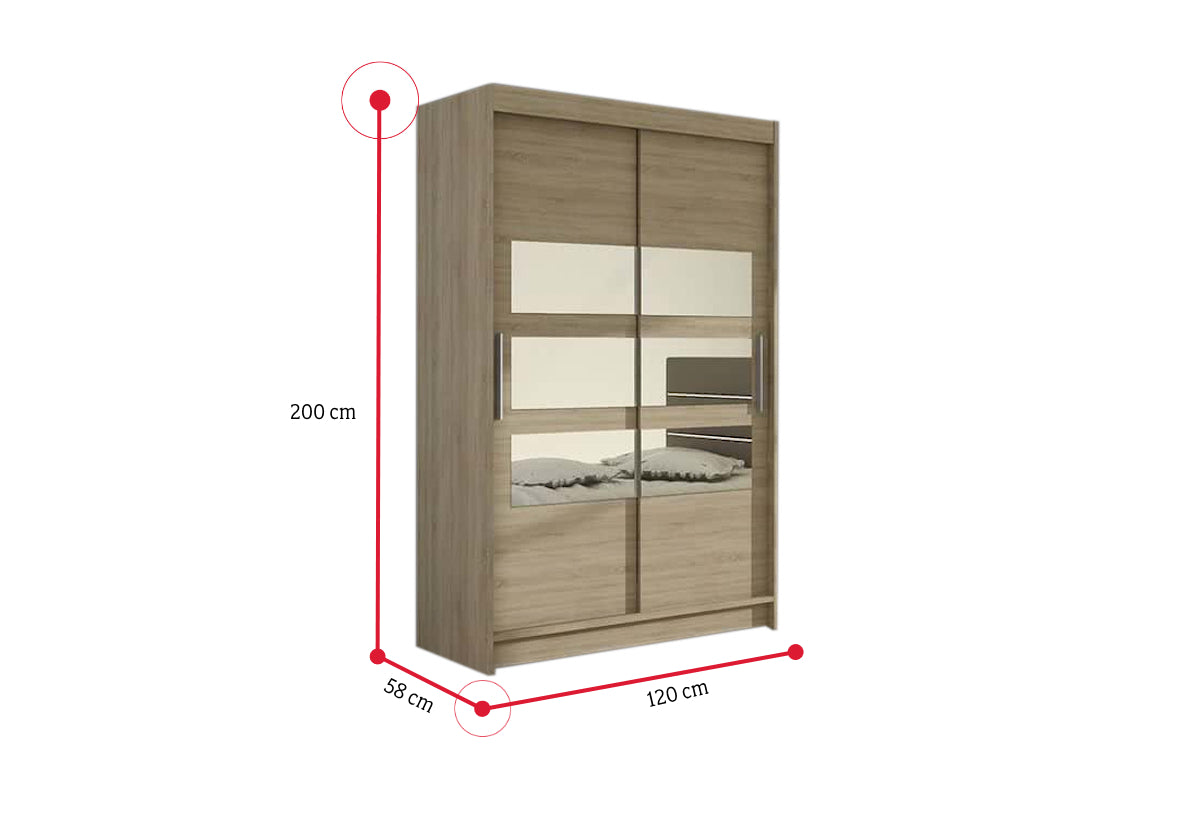 Posuvná šatníková skriňa MIAMI V so zrkadlom - ROZMEROVKA - 2