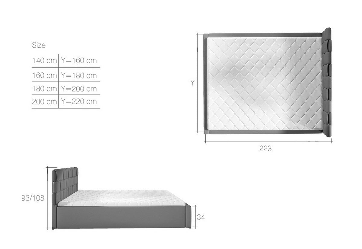 Čalúnená manželská posteľ GRAND + úložný priestor + rošt - ROZMEROVKA - 1