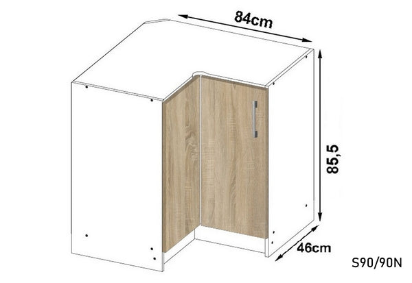 Kuchynská skrinka dolná rohová LIMA - ROZMEROVKA - 1