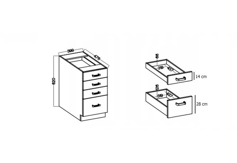 Kuchynská skrinka dolná ALBERTA 40D 4S - ROZMEROVKA - 1