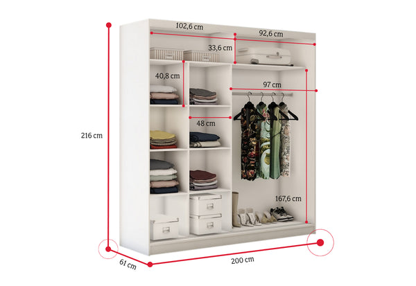 Skriňa s posuvnými dverami a zrkadlom CELESTE - ROZMEROVKA - 2