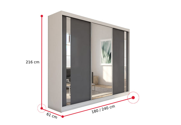Skriňa s posuvnými dverami a zrkadlom GRACJA - ROZMEROVKA - 8