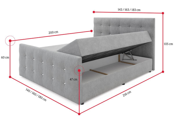 Čalúnená posteľ boxspring KLEO - ROZMEROVKA - 2