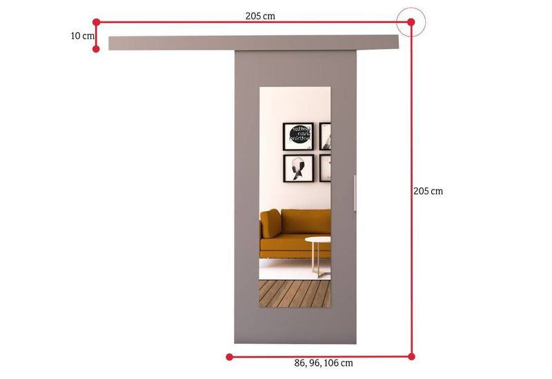 Posuvné dvere so zrkadlom STANDARD I - ROZMEROVKA - 2
