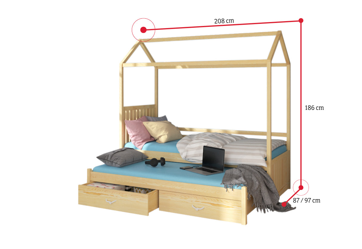 Detská posteľ JONASZEK Domček + matrac - ROZMEROVKA - 2