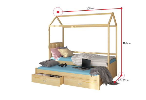 Detská posteľ JONASZEK Domček + matrac - ROZMEROVKA - 2