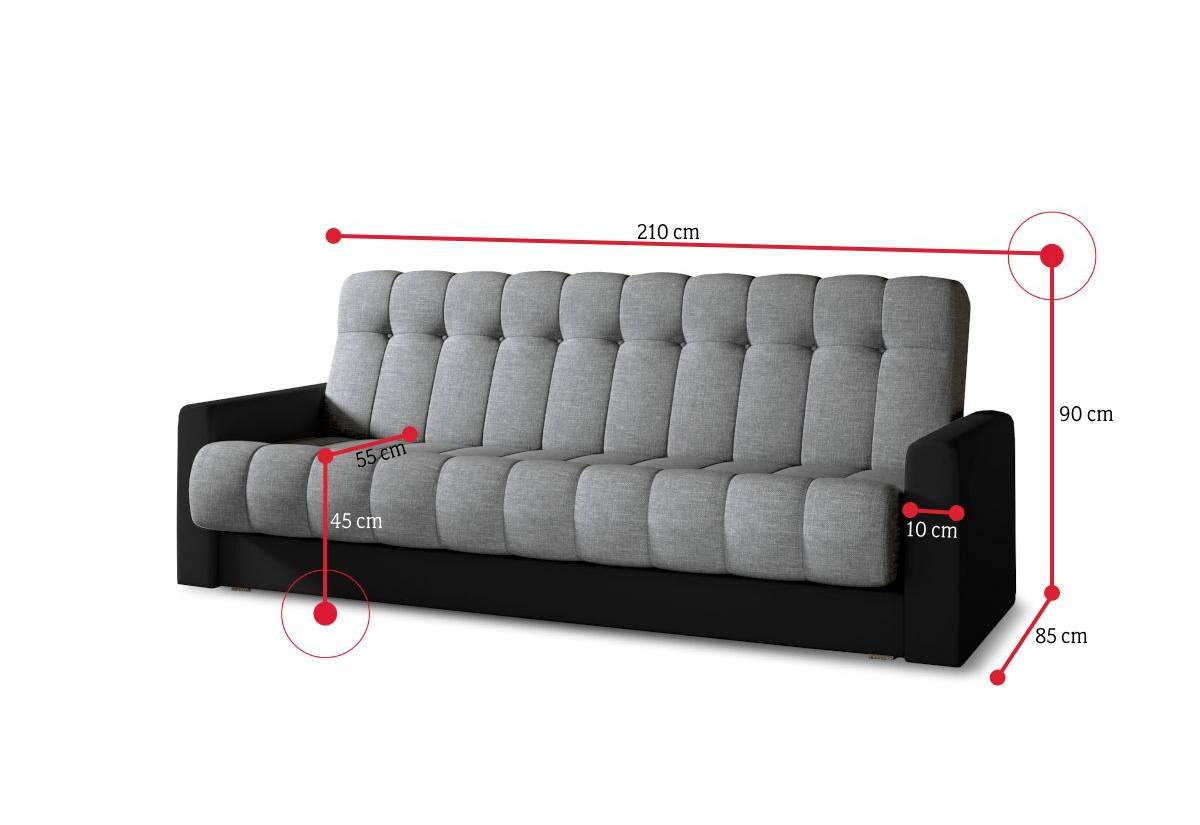 Rozkladacia čalúnená pohovka GARETT - ROZMEROVKA - 2