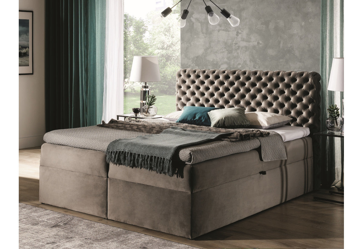 Čalúnená posteľ boxspring CHESTERFIELD + vrchný matrac - ARANZ - 1