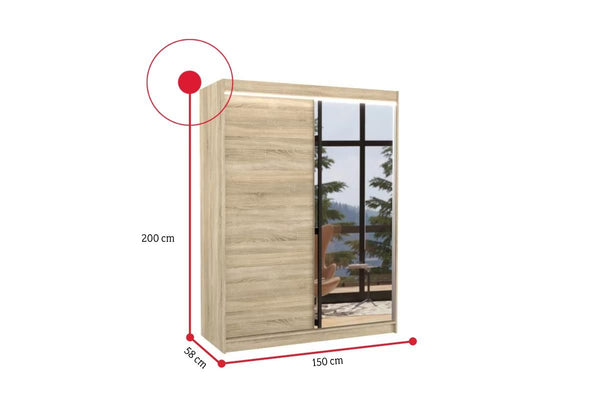 Posuvná skriňa so zrkadlom JORDI - ROZMEROVKA - 1
