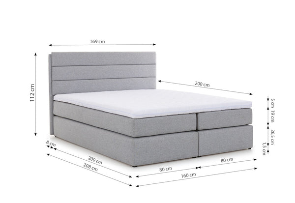 Čalúnená posteľ boxspring RIVIERA + vrchný matrac - ROZMEROVKA - 1