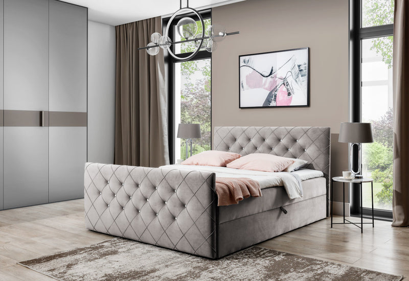 Čalúnená posteľ boxspring MALAGA + vrchný matrac - ARANZ - 2