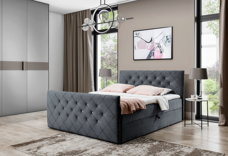 Čalúnená posteľ boxspring MALAGA + vrchný matrac - ARANZ - 4