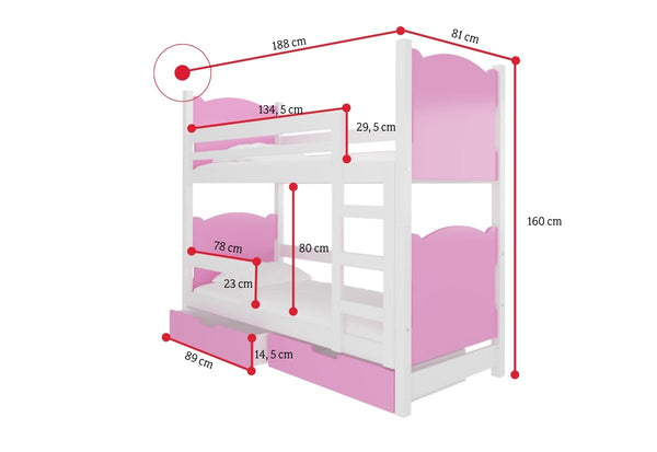 Detská poschodová posteľ MARABA - ROZMEROVKA - 2