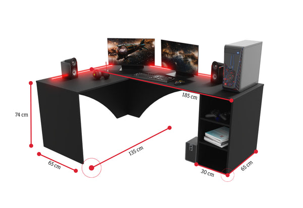 Počítačový rohový stôl CARBON - ROZMEROVKA - 3