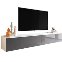 TV stolík LOWBOARD D 180, 180x30x32, biela/siva lesk -  - 0