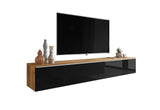 TV stolík LOWBOARD D 180, 180x30x32, dub wotan/čierna lesk + LED -  - 0