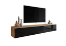 TV stolík LOWBOARD D 180, 180x30x32, dub wotan/čierna lesk -  - 0