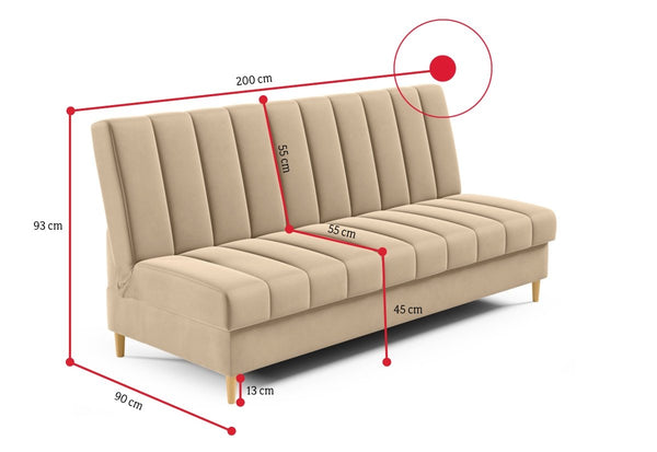 Rozkladacia čalúnená pohovka TYP 180 - ROZMEROVKA - 2