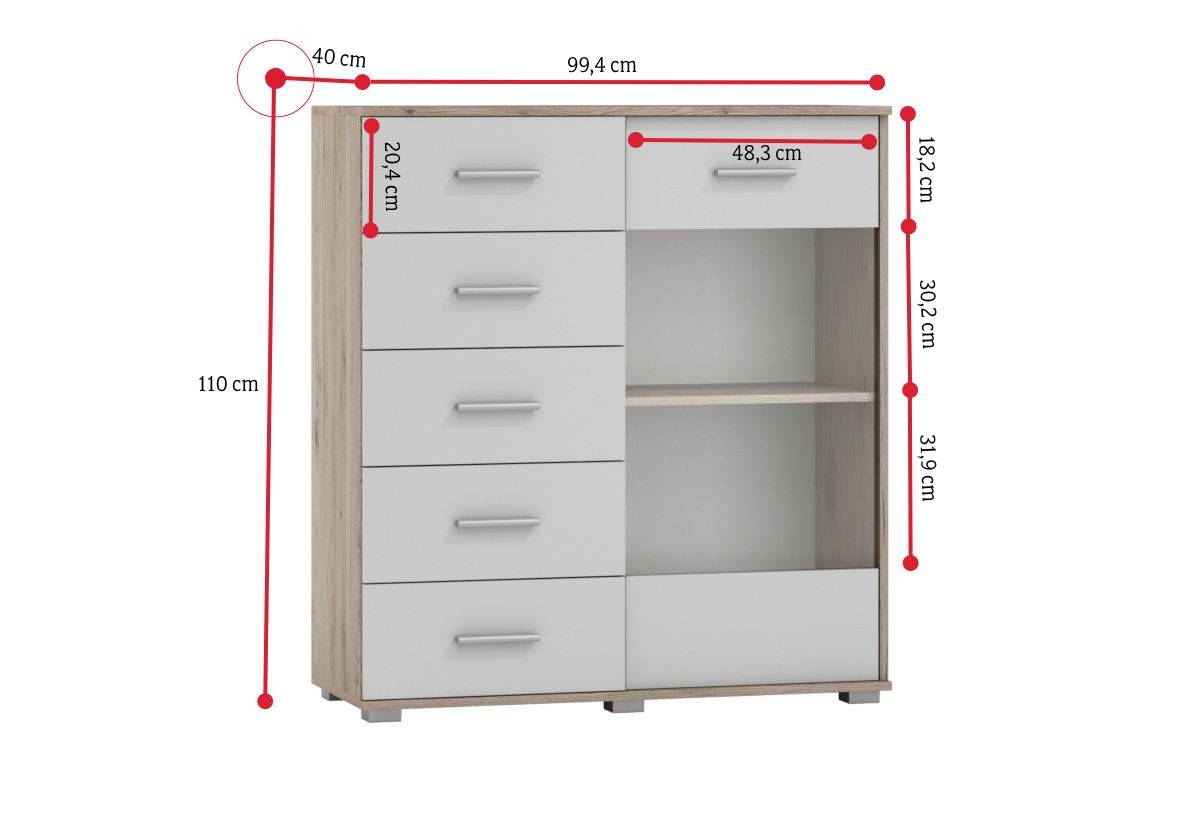 Vysoká komoda ATUN 2 - ROZMEROVKA - 1