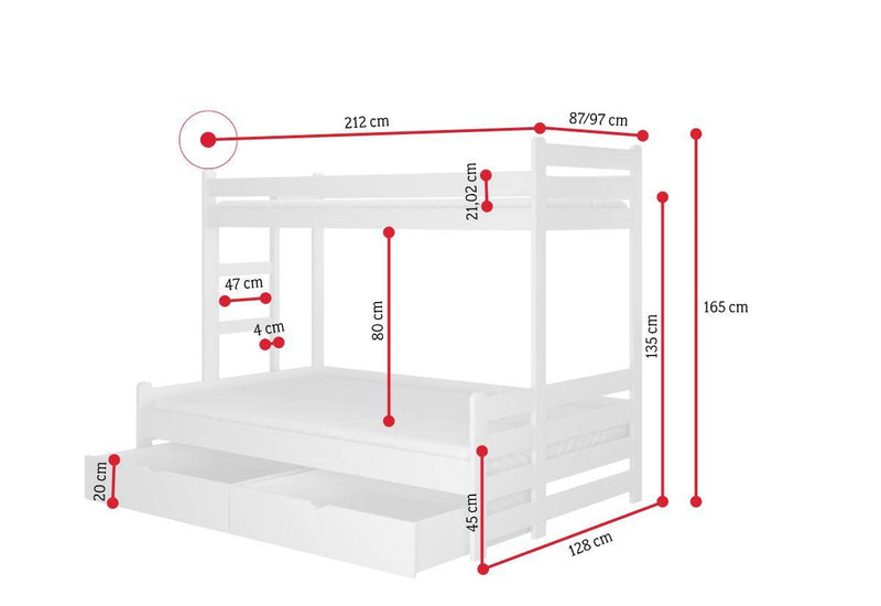 Detská poschodová posteľ BENITO - ROZMEROVKA - 1