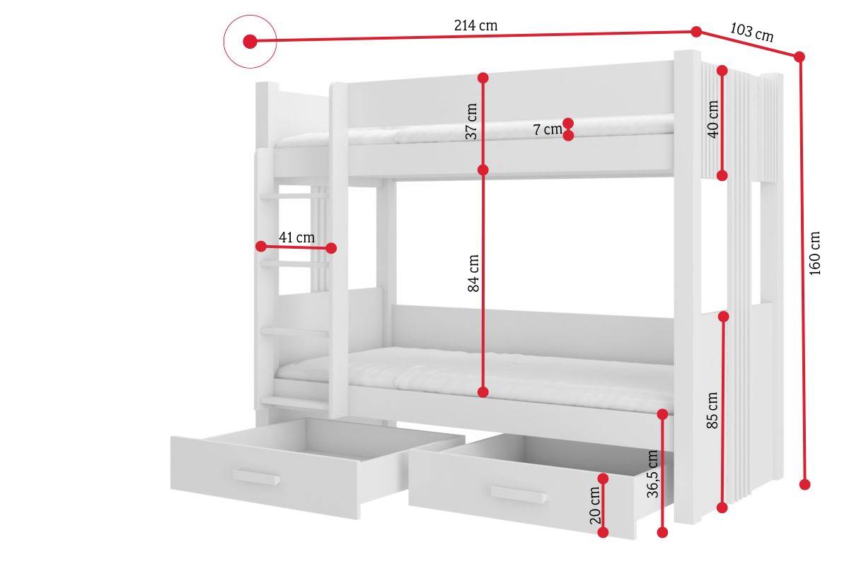 Detská poschodová posteľ ARTA - ROZMEROVKA - 1