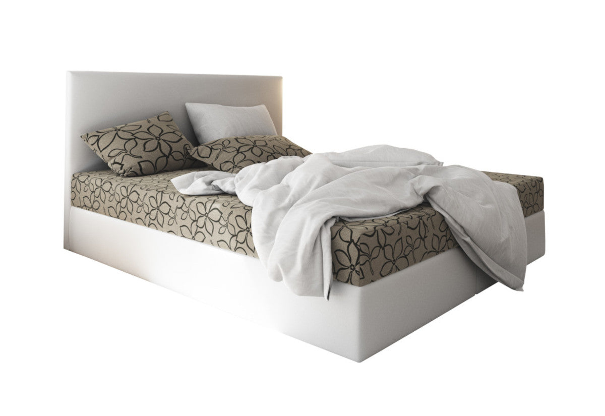 Čalúnená posteľ boxspring LILA 2, 90x200, flowers 48/sioux biela, ľavá -  - 0