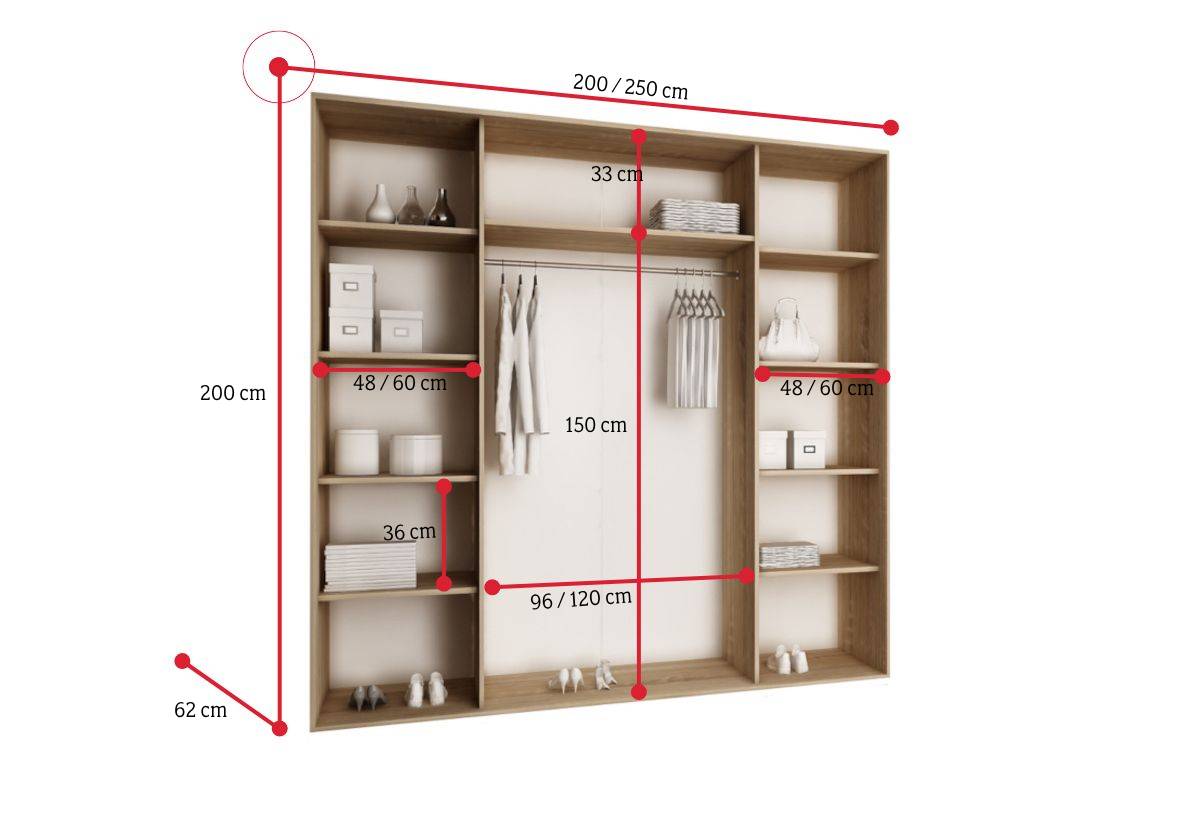 Šatníková skriňa TOP 6 - ROZMEROVKA - 2