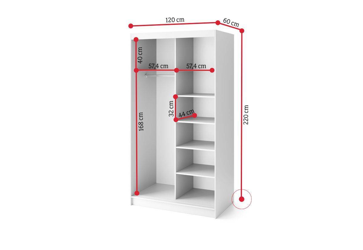Posuvná šatníková skriňa BIANCCO II - ROZMEROVKA - 2