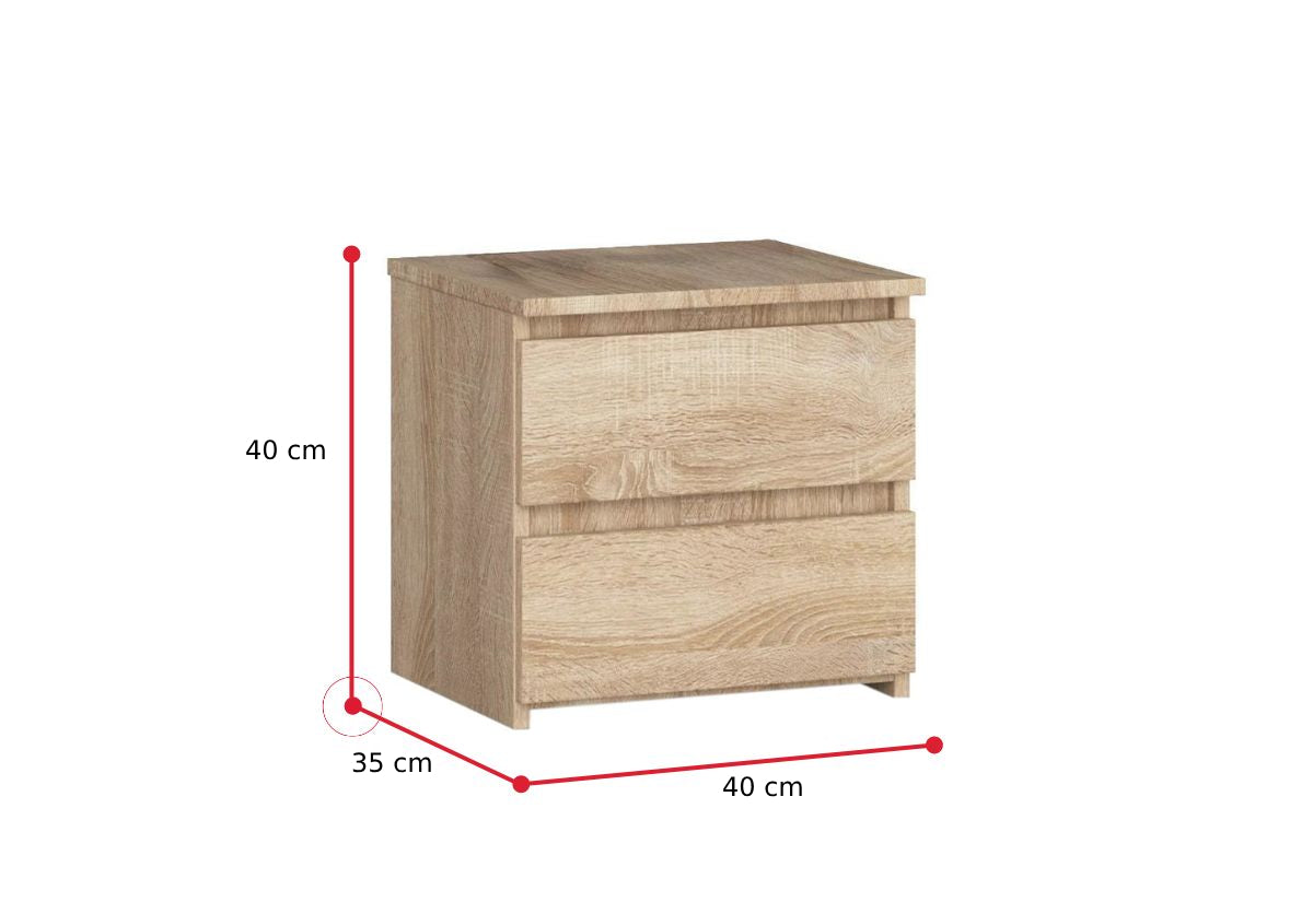 Nočný stolík OP0LCL2 - ROZMEROVKA - 1