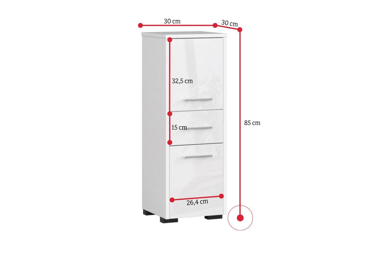 Kúpeľňová skrinka FIN 2D 1SZ - ROZMEROVKA - 1