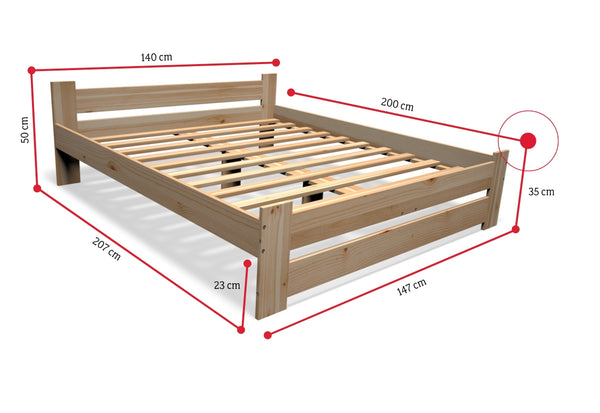 Posteľ z masívu ALUNE + matrac + rošt ZADARMO, 140x200 cm - ROZMEROVKA - 1