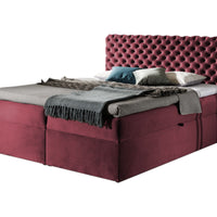 Čalúnená posteľ boxspring CHESTERFIELD + topper, 120x200, riviera 59 -  - 0