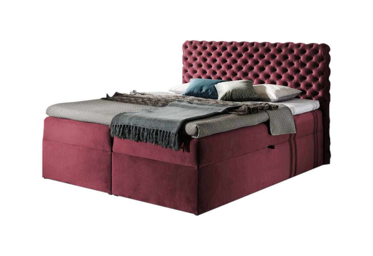 Čalúnená posteľ boxspring CHESTERFIELD + topper, 120x200, riviera 59 -  - 0