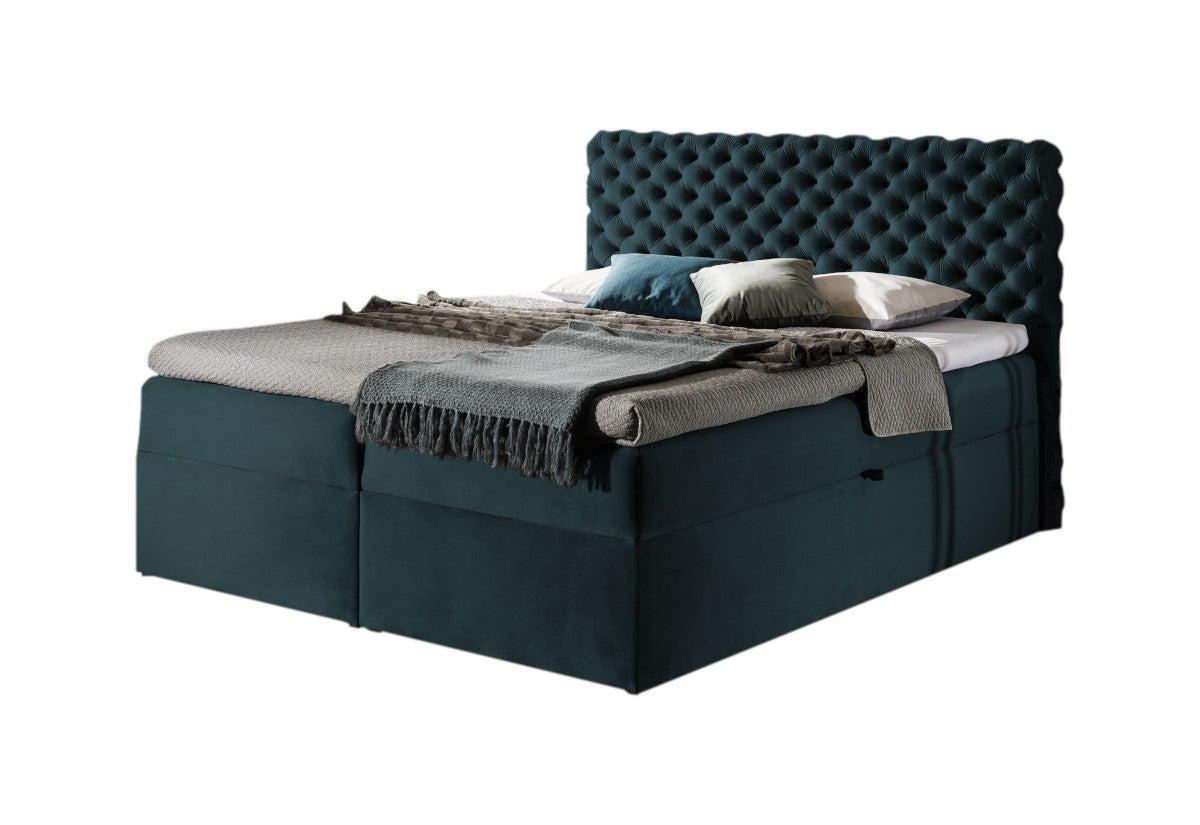 Čalúnená posteľ boxspring CHESTERFIELD + topper, 120x200, riviera 87 -  - 0