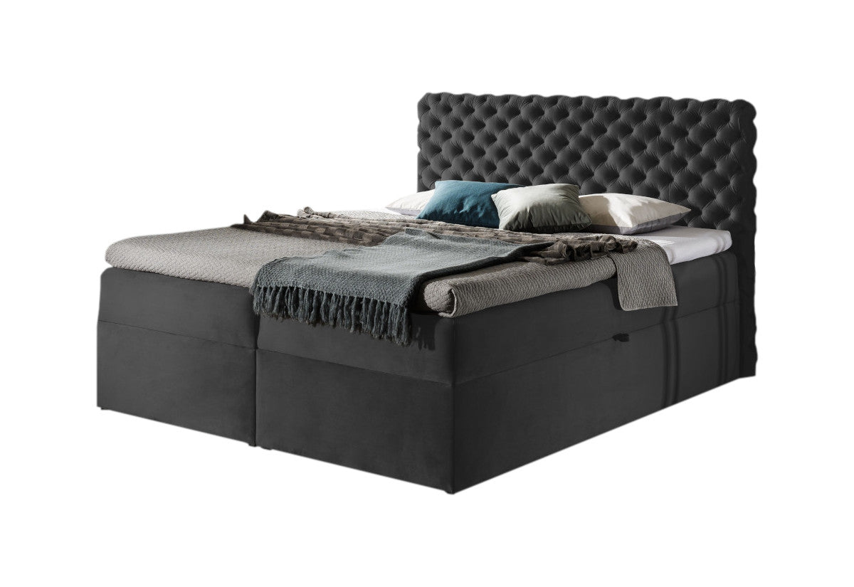 Čalúnená posteľ boxspring CHESTERFIELD + topper, 120x200, riviera 97 -  - 0