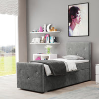 Čalúnená posteľ boxspring LILY + topper, 80x200, riviera 91, ľavá -  - 0