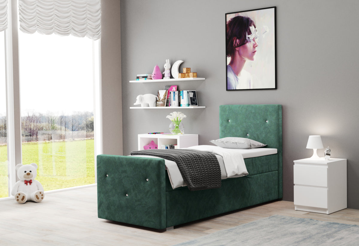 Čalúnená posteľ boxspring LILY + topper, 100x200, riviera 87, pravá -  - 0