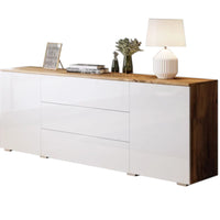 komoda PARIS 150, 150x68x39, wotan/biela lesk -  - 0