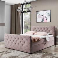 Čalúnená posteľ boxspring MALAGA + topper, 120x200, ružová (stary rozowy) -  - 0