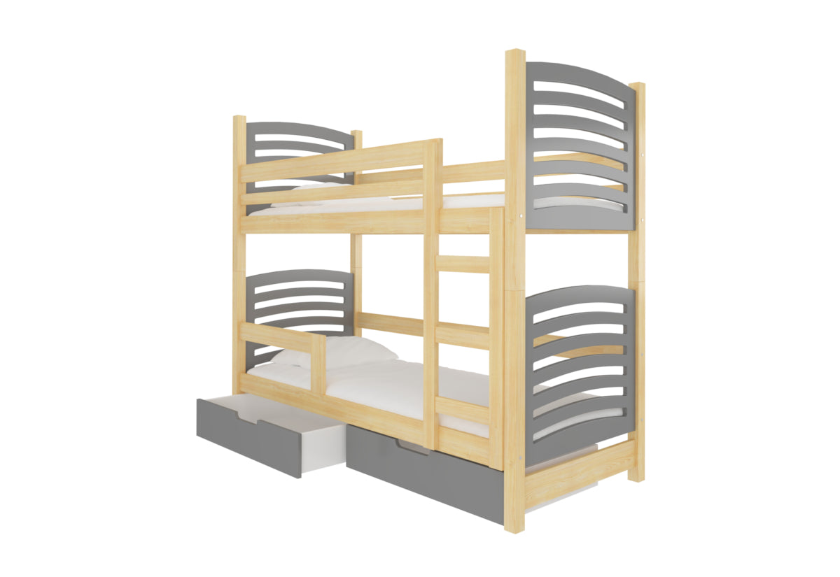 Detská poschodová posteľ OSUNA, 180x75, sosna/sivá -  - 0