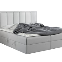 Čalúnená posteľ boxspring VOXI, 140x200, biela ekokoža -  - 0