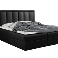 Čalúnená posteľ boxspring VOXI, 140x200, čierna ekokoža -  - 0